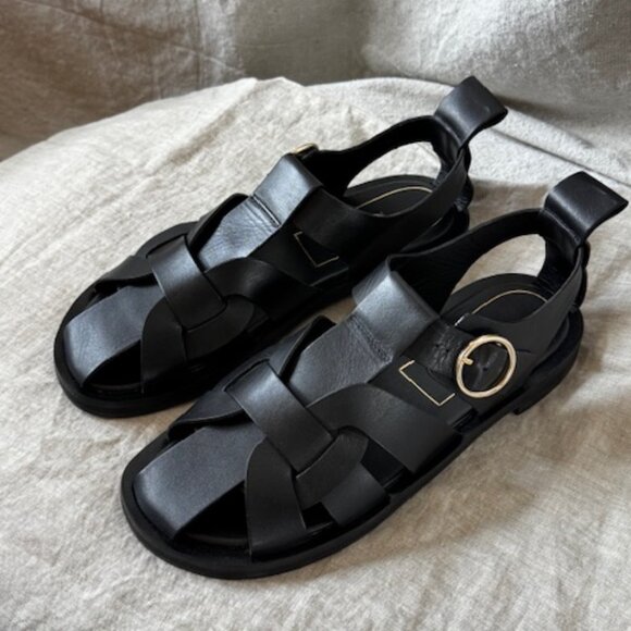 Zara Shoes - Zara Black Leather Fisherman Sandals, Size 40